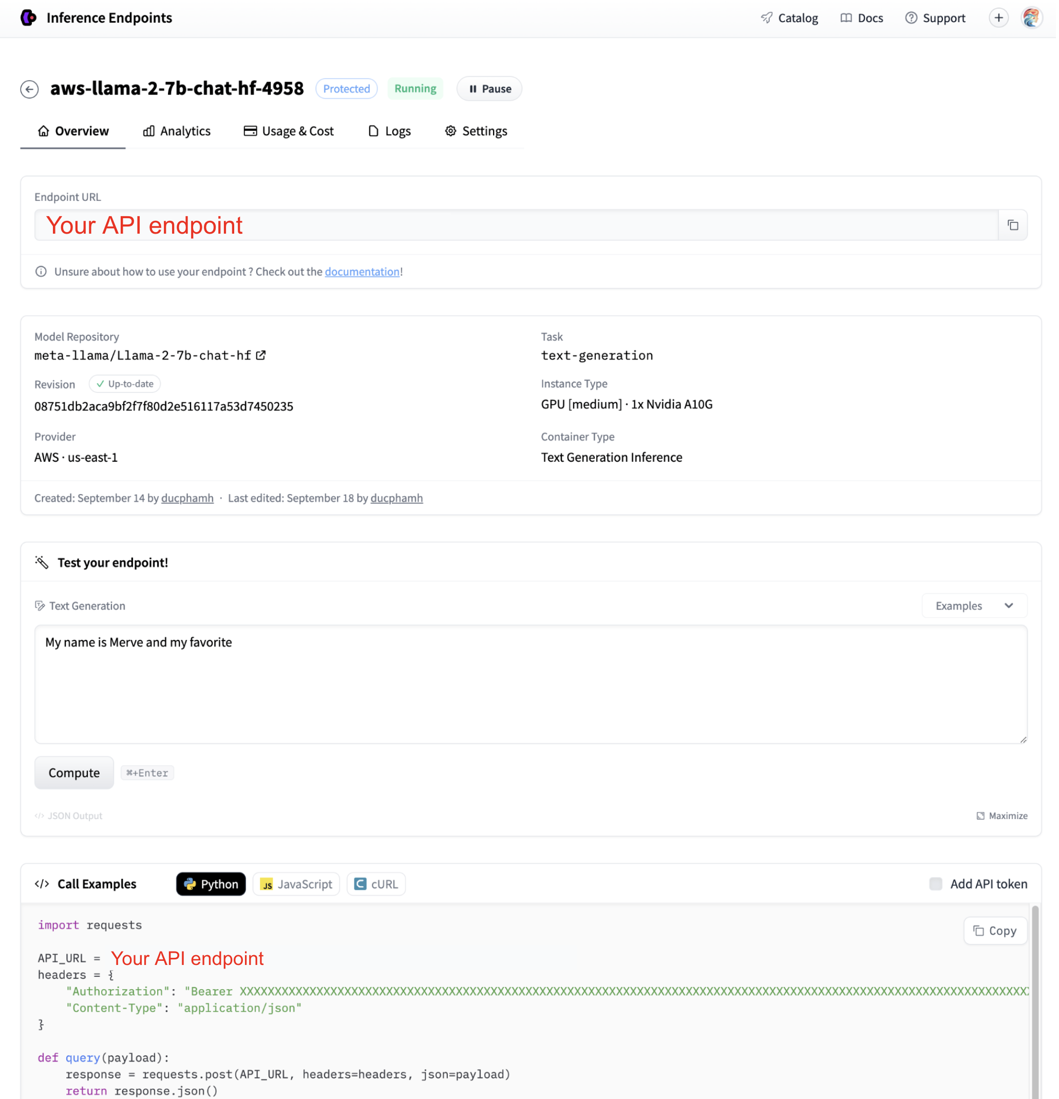 واجهة نشر huggingface